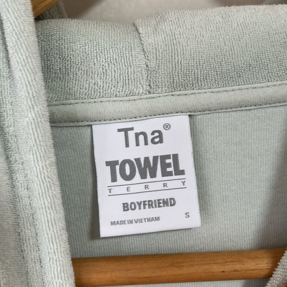 Aritzia TNA terry towel boyfriend hoodie sweatshirt sweater size S-M light blue - Picture 3 of 7